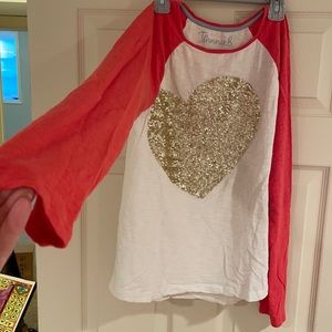Johnnie B Gitls Long sleeve Sequin Heart Top size 15-16